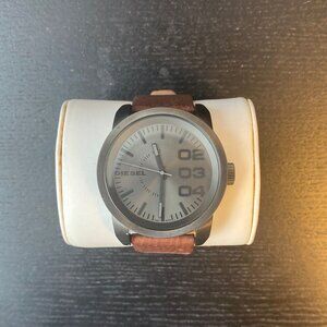 Diesel Men's Not So Basic Gunmetal Dial Brown Leather Watch